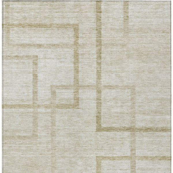Homeroots 3' Artichoke Green Geometric Washable Area Rug - Stylish Indoor/Outdoor Accent For Any Space 10' X 14' Polyester 588399