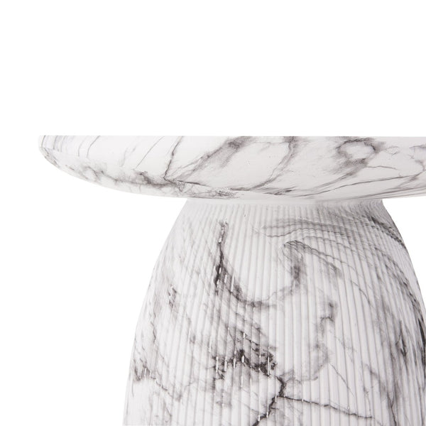 English Elm Outdoor Mgo Cylindrical Side Table Handcrafted Marble Effect Finish for Patio or Living Room N772P384671M