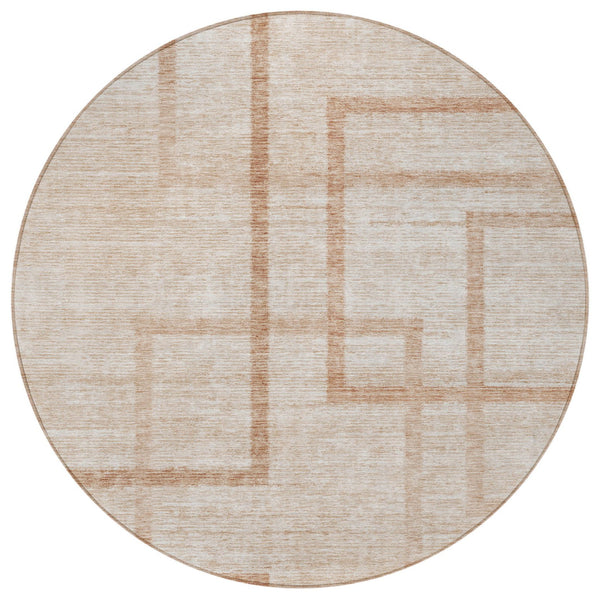 Homeroots 3' Artichoke Green Geometric Washable Area Rug - Stylish Indoor/Outdoor Accent For Any Space 8' Round Polyester 588402