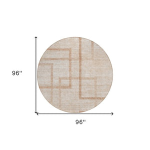 Homeroots 3' Artichoke Green Geometric Washable Area Rug - Stylish Indoor/Outdoor Accent For Any Space 8' Round Polyester 588402