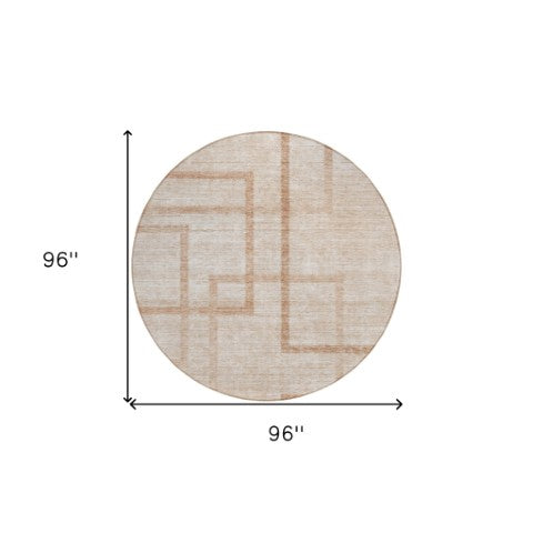 Homeroots 3' Artichoke Green Geometric Washable Area Rug - Stylish Indoor/Outdoor Accent For Any Space 8' Round Polyester 588402