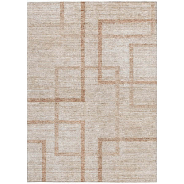 Homeroots 3' Artichoke Green Geometric Washable Area Rug - Stylish Indoor/Outdoor Accent For Any Space 8' X 10' Polyester 588404