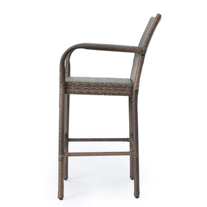 English Elm Christopher Knight Home® - Littleton Barstools Set Of 2 - Modern Wrapped-Wicker Style With Durable Iron Frame For Outdoors 57113.00MCA
