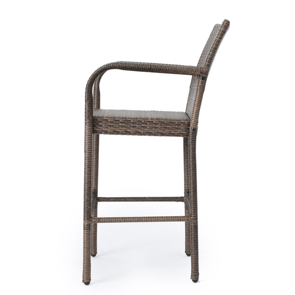 English Elm Christopher Knight Home® - Littleton Barstools Set Of 2 - Modern Wrapped-Wicker Style With Durable Iron Frame For Outdoors 57113.00MCA