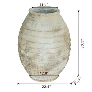 English Elm 22.4x22.4x30.5" Magnesium Floor Planter Ridged Pottery Style Weathered White Finish W2078P495285