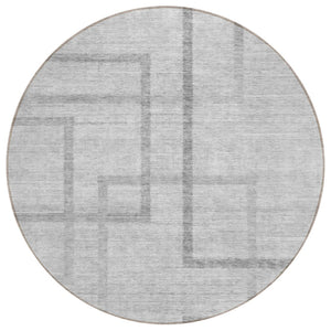 HomeRoots 5' Modern Gray Charcoal and Silver Geometric Washable Area Rug for Stylish Indoor Outdoor Spaces 8' Round 588410