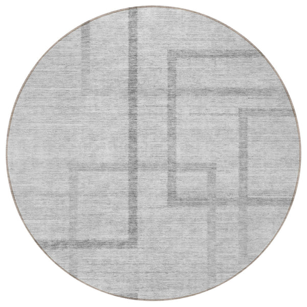 Homeroots 3' Artichoke Green Geometric Washable Area Rug - Stylish Indoor/Outdoor Accent For Any Space 8' Round Polyester 588410