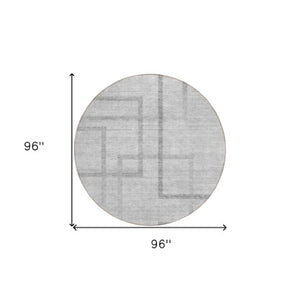 Homeroots 3' Artichoke Green Geometric Washable Area Rug - Stylish Indoor/Outdoor Accent For Any Space 8' Round Polyester 588410