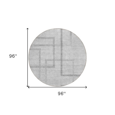 Homeroots 3' Artichoke Green Geometric Washable Area Rug - Stylish Indoor/Outdoor Accent For Any Space 8' Round Polyester 588410