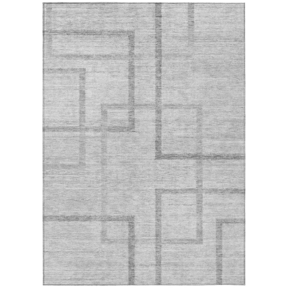 HomeRoots 5' Modern Gray Charcoal and Silver Geometric Washable Area Rug for Stylish Indoor Outdoor Spaces 8' X 10' 588411