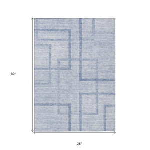 Homeroots 3' Artichoke Green Geometric Washable Area Rug - Stylish Indoor/Outdoor Accent For Any Space 3' X 5' Polyester 588414