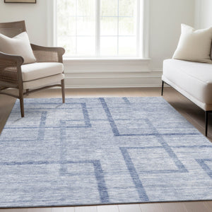 Homeroots 3' Artichoke Green Geometric Washable Area Rug - Stylish Indoor/Outdoor Accent For Any Space 3' X 5' Polyester 588414