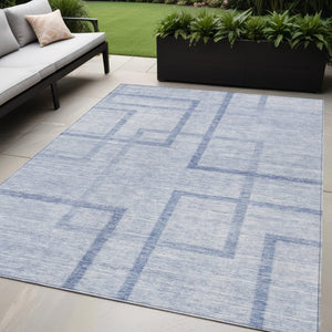 Homeroots 3' Artichoke Green Geometric Washable Area Rug - Stylish Indoor/Outdoor Accent For Any Space 5' X 8' Polyester 588415