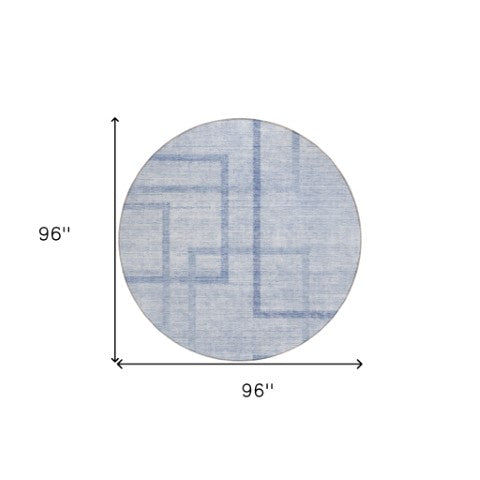 Homeroots 3' Artichoke Green Geometric Washable Area Rug - Stylish Indoor/Outdoor Accent For Any Space 8' Round Polyester 588416