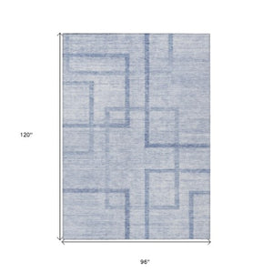 Homeroots 3' Artichoke Green Geometric Washable Area Rug - Stylish Indoor/Outdoor Accent For Any Space 8' X 10' Polyester 588417