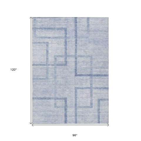 Homeroots 3' Artichoke Green Geometric Washable Area Rug - Stylish Indoor/Outdoor Accent For Any Space 8' X 10' Polyester 588417