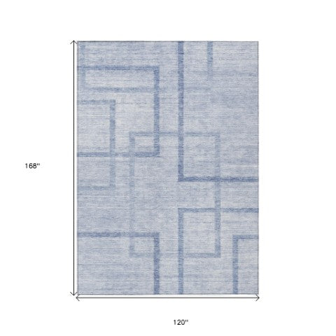 Homeroots 3' Artichoke Green Geometric Washable Area Rug - Stylish Indoor/Outdoor Accent For Any Space 10' X 14' Polyester 588419