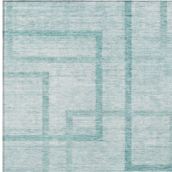 Homeroots 3' Artichoke Green Geometric Washable Area Rug - Stylish Indoor/Outdoor Accent For Any Space 3' X 5' Polyester 588420