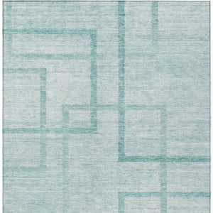 Homeroots 3' Artichoke Green Geometric Washable Area Rug - Stylish Indoor/Outdoor Accent For Any Space 5' X 8' Polyester 588421