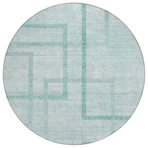 HomeRoots 5' Vibrant Teal Blue Aqua Geometric Area Rug – Durable, Washable for Indoor & Outdoor Spaces! 8' Round 588422
