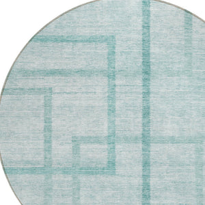 Homeroots 3' Artichoke Green Geometric Washable Area Rug - Stylish Indoor/Outdoor Accent For Any Space 8' Round Polyester 588422