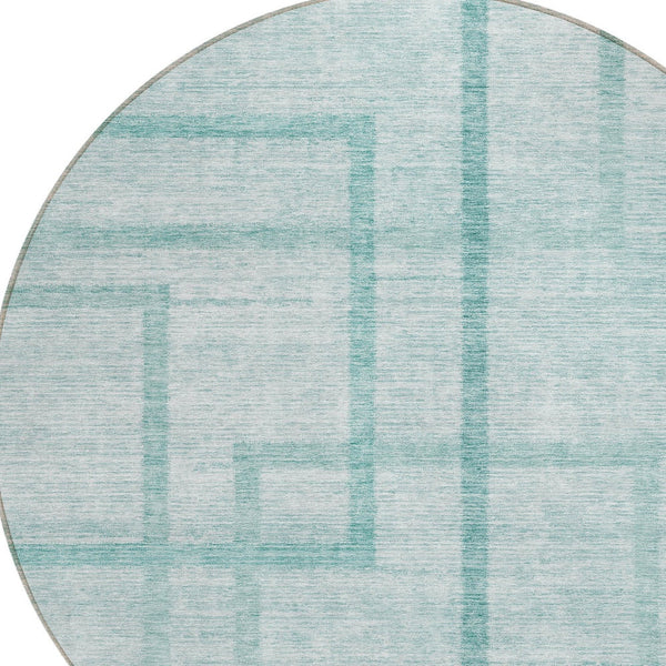 Homeroots 3' Artichoke Green Geometric Washable Area Rug - Stylish Indoor/Outdoor Accent For Any Space 8' Round Polyester 588422