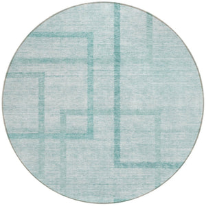 Homeroots 3' Artichoke Green Geometric Washable Area Rug - Stylish Indoor/Outdoor Accent For Any Space 8' Round Polyester 588422