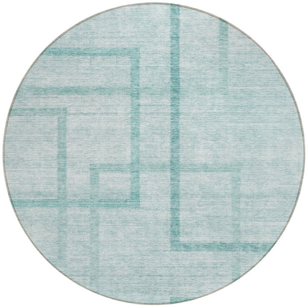 Homeroots 3' Artichoke Green Geometric Washable Area Rug - Stylish Indoor/Outdoor Accent For Any Space 8' Round Polyester 588422