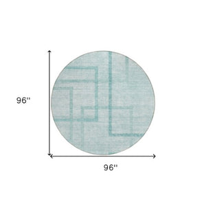 Homeroots 3' Artichoke Green Geometric Washable Area Rug - Stylish Indoor/Outdoor Accent For Any Space 8' Round Polyester 588422