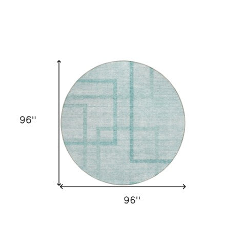 Homeroots 3' Artichoke Green Geometric Washable Area Rug - Stylish Indoor/Outdoor Accent For Any Space 8' Round Polyester 588422