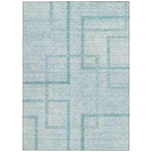 Homeroots 3' Artichoke Green Geometric Washable Area Rug - Stylish Indoor/Outdoor Accent For Any Space 10' X 14' Polyester 588425