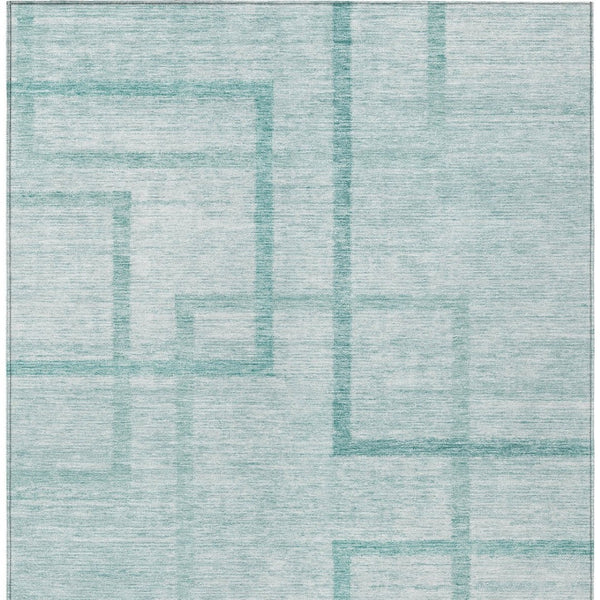 Homeroots 3' Artichoke Green Geometric Washable Area Rug - Stylish Indoor/Outdoor Accent For Any Space 10' X 14' Polyester 588425