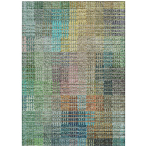 Homeroots 3' Abstract Washable Indoor Outdoor Area Rug In Green, Gold, And Teal – Stylish & Durable Decor 3' X 5' Polyester 588426