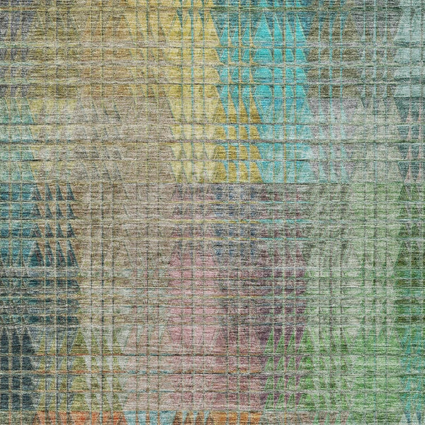 Homeroots 3' Abstract Washable Indoor Outdoor Area Rug In Green, Gold, And Teal – Stylish & Durable Decor 5' X 8' Polyester 588427