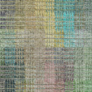 Homeroots 3' Abstract Washable Indoor Outdoor Area Rug In Green, Gold, And Teal – Stylish & Durable Decor 8' X 10' Polyester 588429