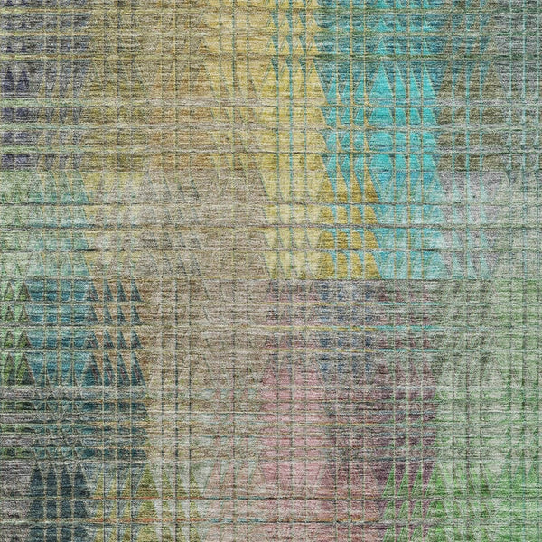 Homeroots 3' Abstract Washable Indoor Outdoor Area Rug In Green, Gold, And Teal – Stylish & Durable Decor 8' X 10' Polyester 588429