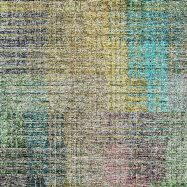 Homeroots 3' Abstract Washable Indoor Outdoor Area Rug In Green, Gold, And Teal – Stylish & Durable Decor 9' X 12' Polyester 588430