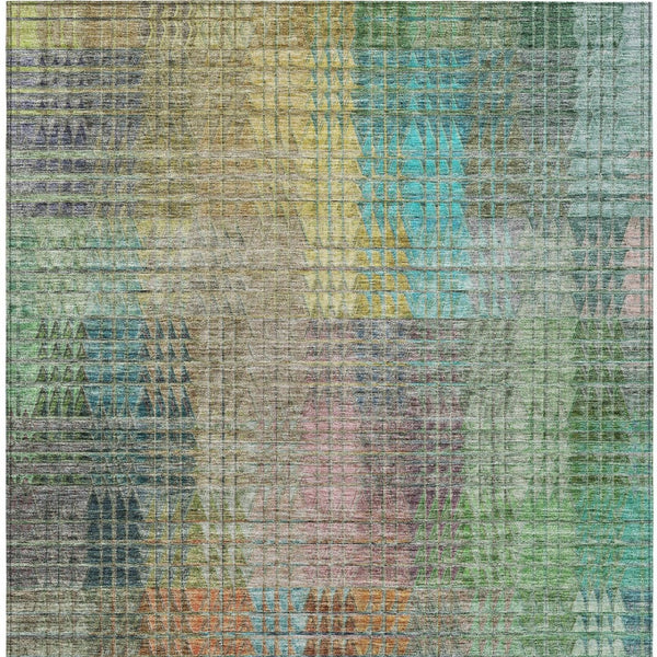 Homeroots 3' Abstract Washable Indoor Outdoor Area Rug In Green, Gold, And Teal – Stylish & Durable Decor 10' X 14' Polyester 588431