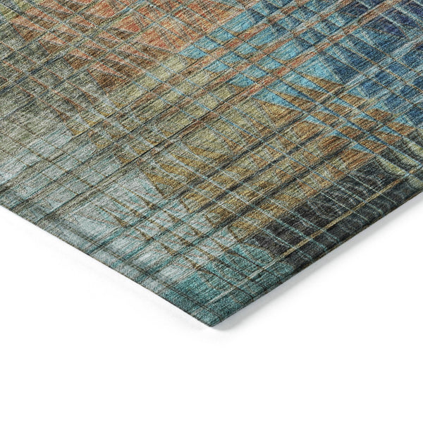 Homeroots 3' Abstract Washable Indoor Outdoor Area Rug In Green, Gold, And Teal – Stylish & Durable Decor 10' X 14' Polyester 588431