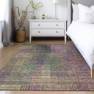 Homeroots 3' Abstract Washable Indoor Outdoor Area Rug In Green, Gold, And Teal – Stylish & Durable Decor 3' X 5' Polyester 588432