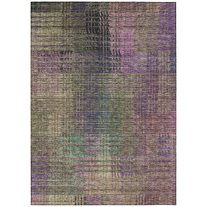 HomeRoots 5' Modern Abstract Indoor Outdoor Area Rug in Plum, Olive Green & Lavender - Durable & Washable 5' X 8' 588433