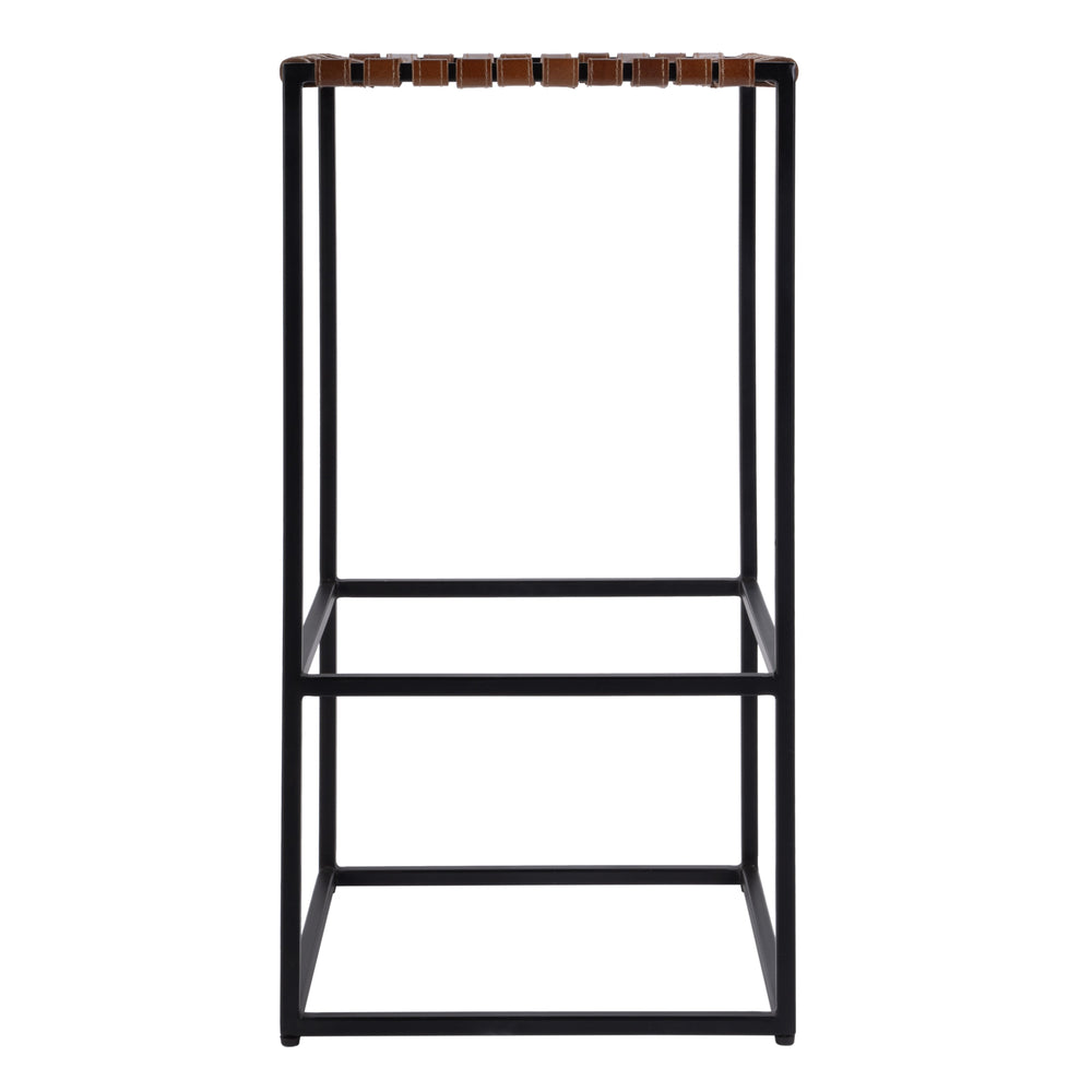 Butler Specialty Butler Lowell Backless Bar Stool: 30" Leather Seat & Iron Frame, Industrial Style For Modern Spaces Brown Iron,Leather 5884344-butler