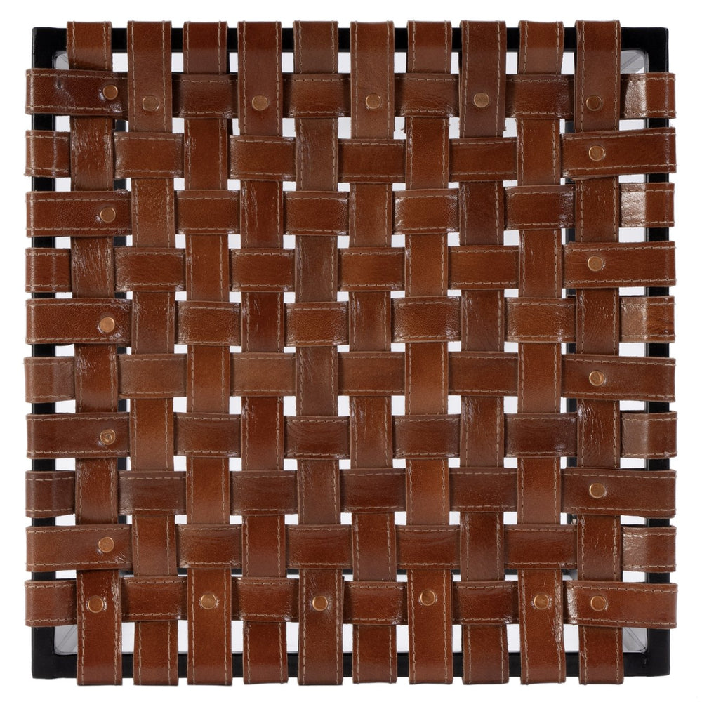 Butler Specialty Butler Lowell Backless Bar Stool: 30" Leather Seat & Iron Frame, Industrial Style For Modern Spaces Brown Iron,Leather 5884344-butler