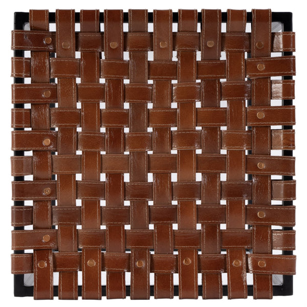 Butler Specialty Butler Lowell Backless Bar Stool: 30" Leather Seat & Iron Frame, Industrial Style For Modern Spaces Brown Iron,Leather 5884344-butler