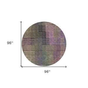 Homeroots 3' Abstract Washable Indoor Outdoor Area Rug In Green, Gold, And Teal – Stylish & Durable Decor 8' Round Polyester 588434