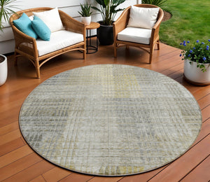 Homeroots 3' Abstract Washable Indoor Outdoor Area Rug In Green, Gold, And Teal – Stylish & Durable Decor 8' Round Polyester 588440