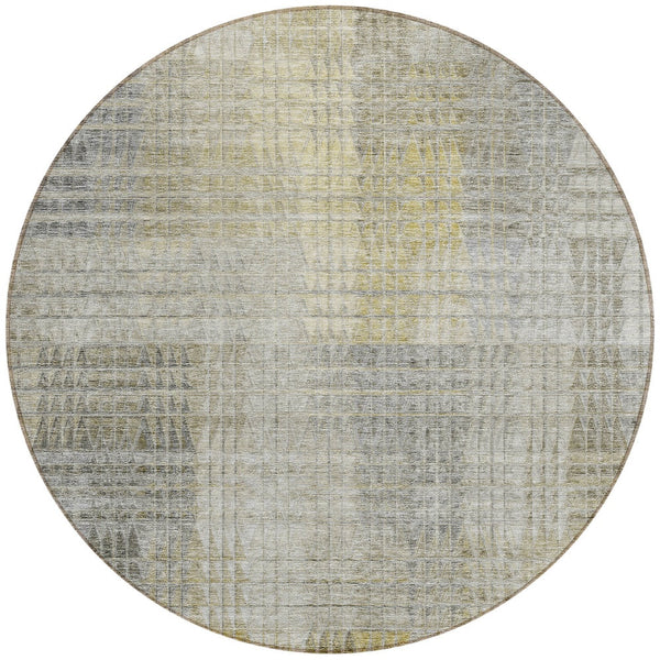 Homeroots 3' Abstract Washable Indoor Outdoor Area Rug In Green, Gold, And Teal – Stylish & Durable Decor 8' Round Polyester 588440