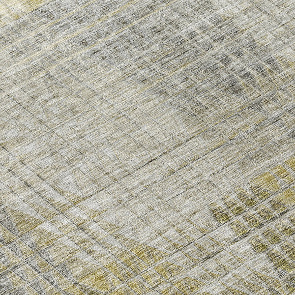 Homeroots 3' Abstract Washable Indoor Outdoor Area Rug In Green, Gold, And Teal – Stylish & Durable Decor 8' Round Polyester 588440