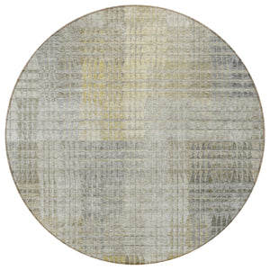 Homeroots 3' Abstract Washable Indoor Outdoor Area Rug In Green, Gold, And Teal – Stylish & Durable Decor 8' Round Polyester 588440
