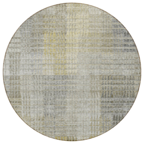 Homeroots 3' Abstract Washable Indoor Outdoor Area Rug In Green, Gold, And Teal – Stylish & Durable Decor 8' Round Polyester 588440